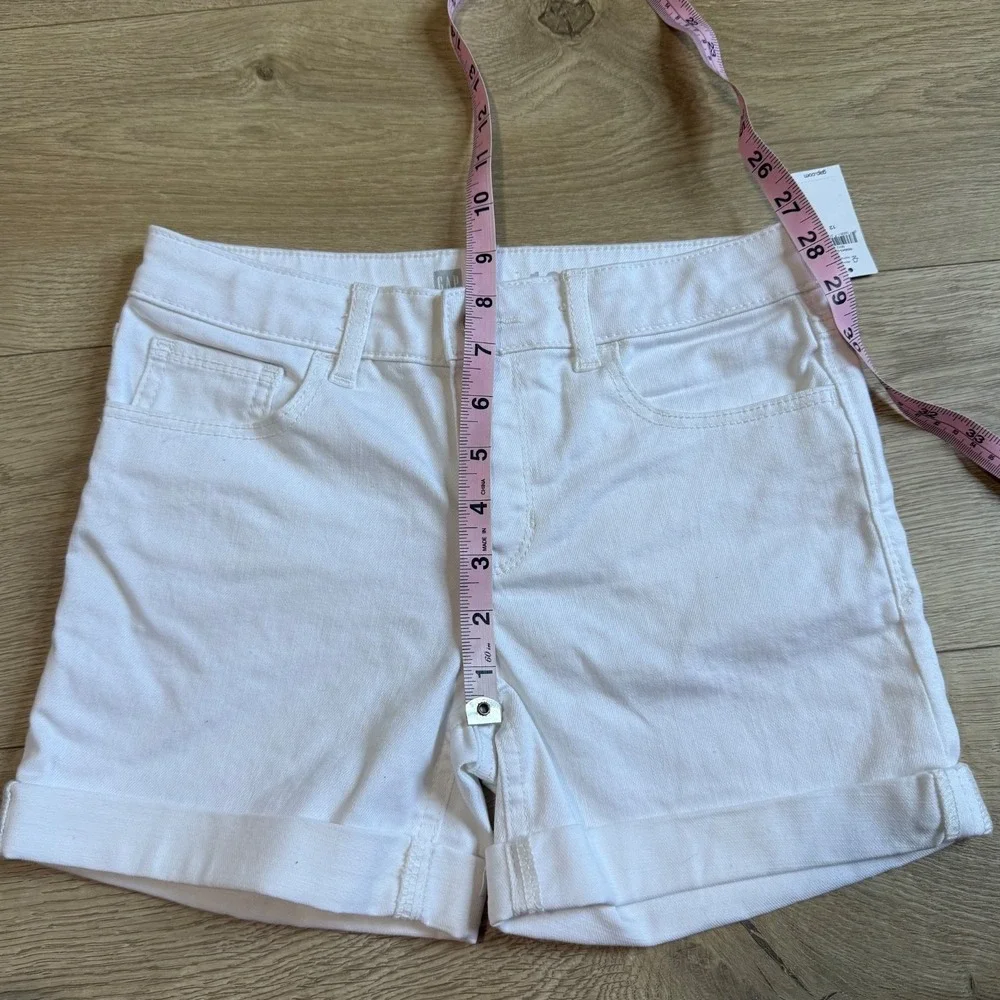 NWT Kids Girls Gap denim white jean shorts midi adjustable waist stretch size 12